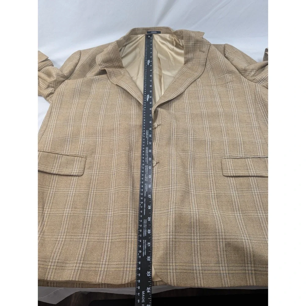 Hart Schaffner Marx Big Long Wool  Blazer Suit Jacket Glenn Check 50PTL  56